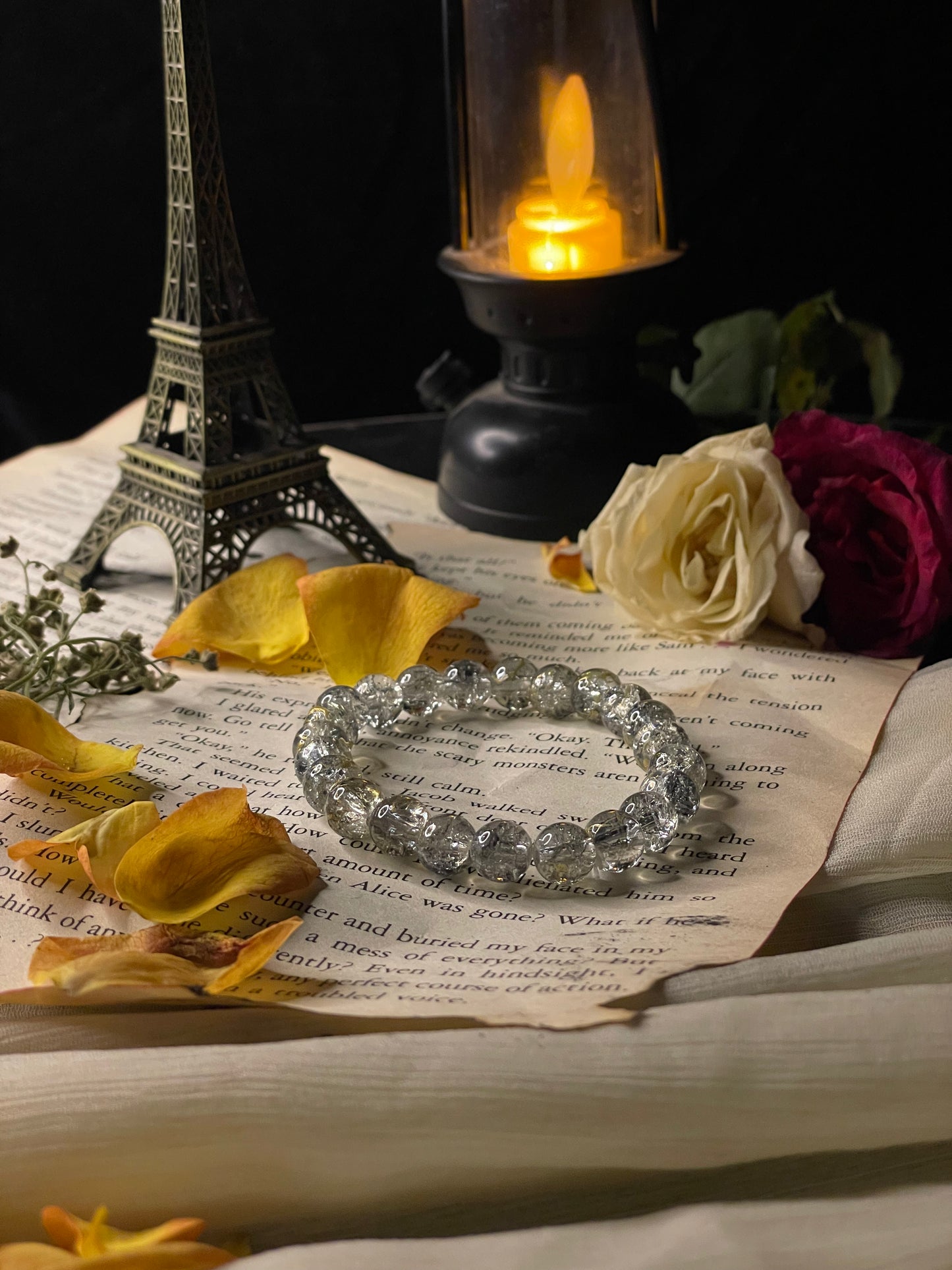 Clear Crackle Quartz Bracelet