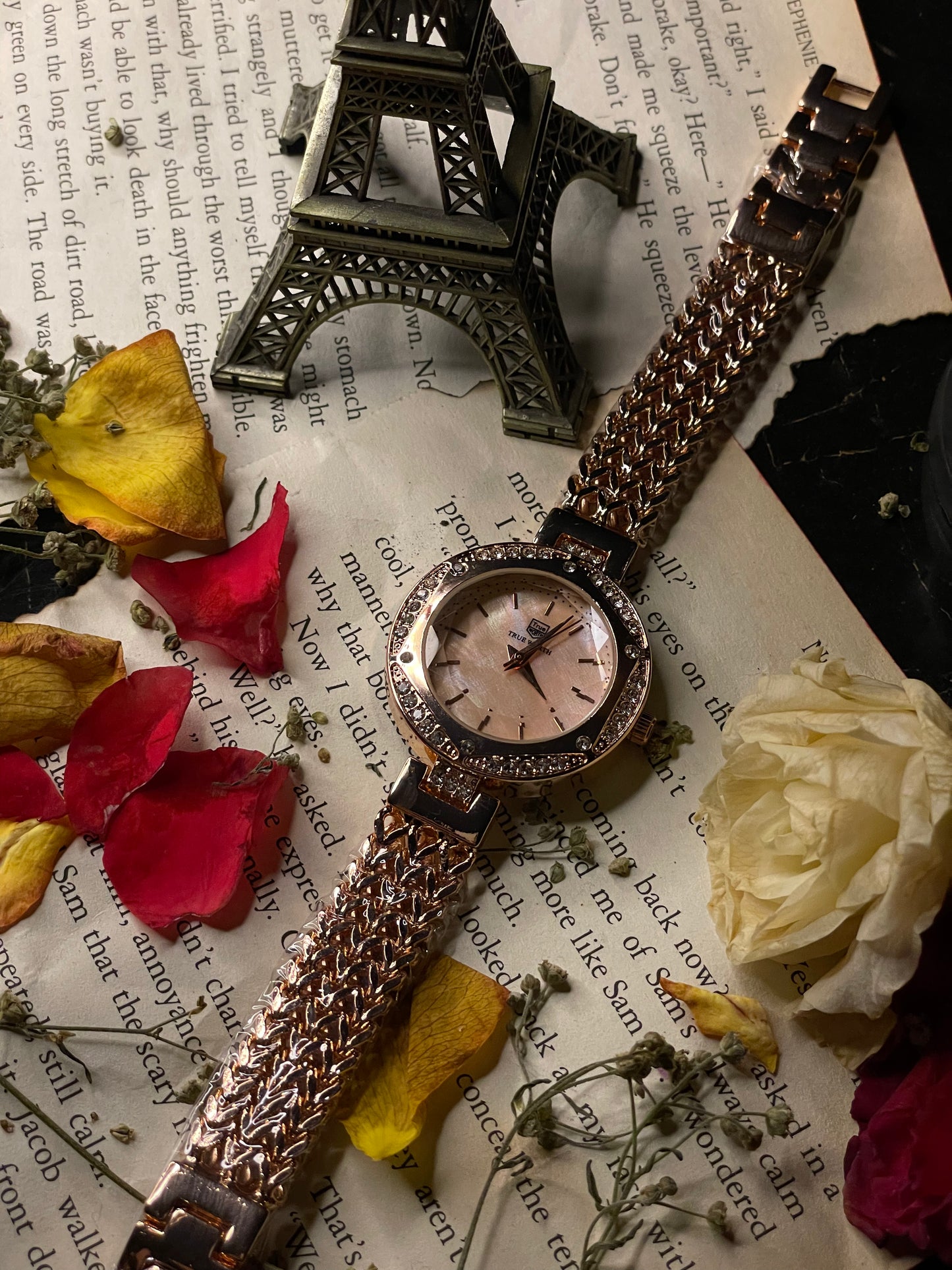 True Worth (rose gold-tone, crystal bezel, multi-link bracelet)