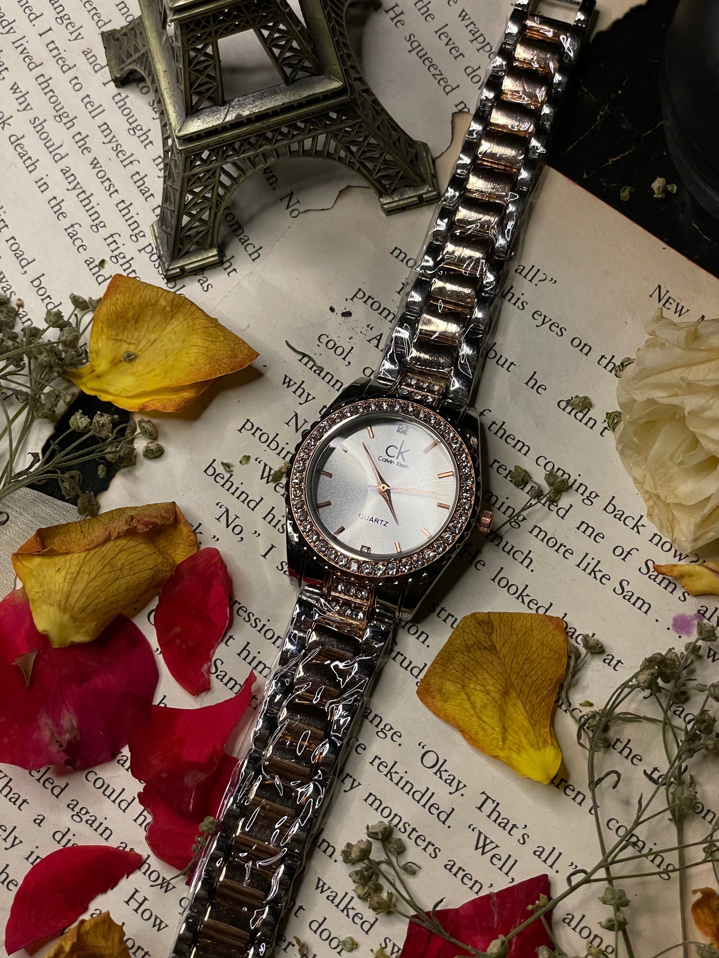 Calvin Klein Two Tone White Dial Rose Gold & Silver Strap