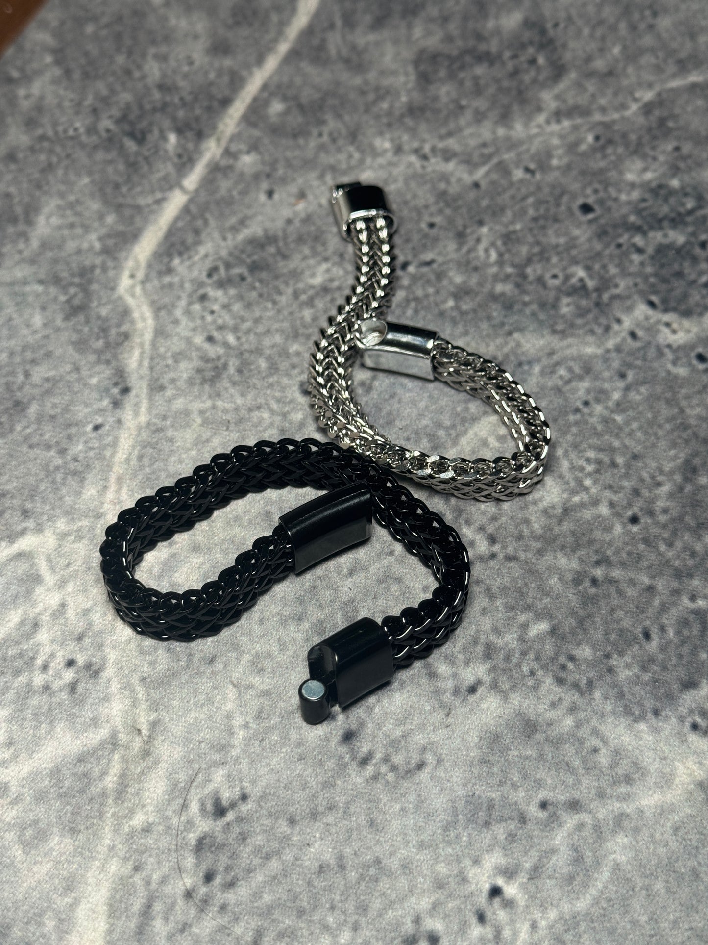 Onyx Stealth Double-Row Wheat Chain Bracelet