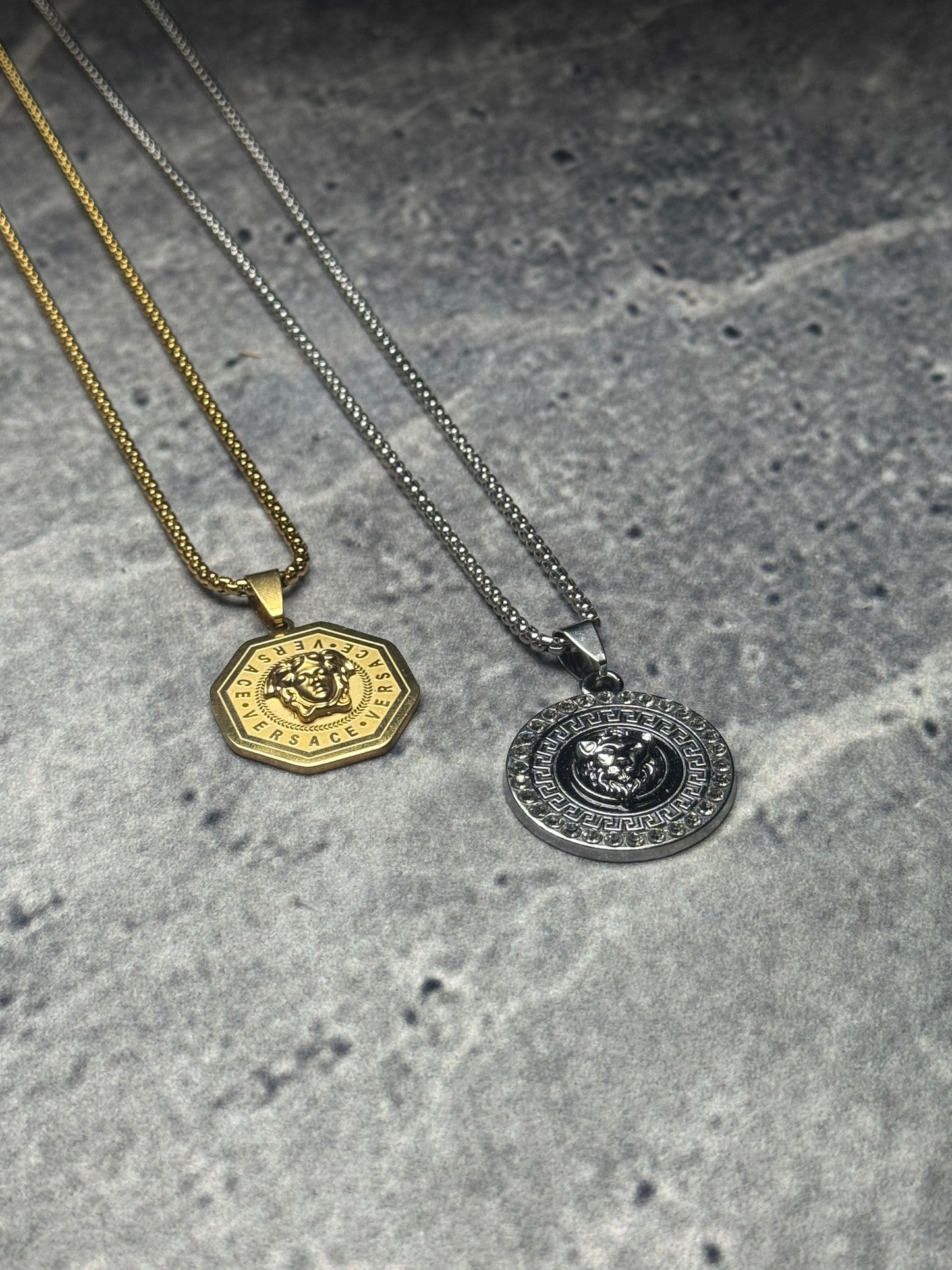 Medusa Mythos & Imperial Lion Silver & Golden Pendant Necklaces