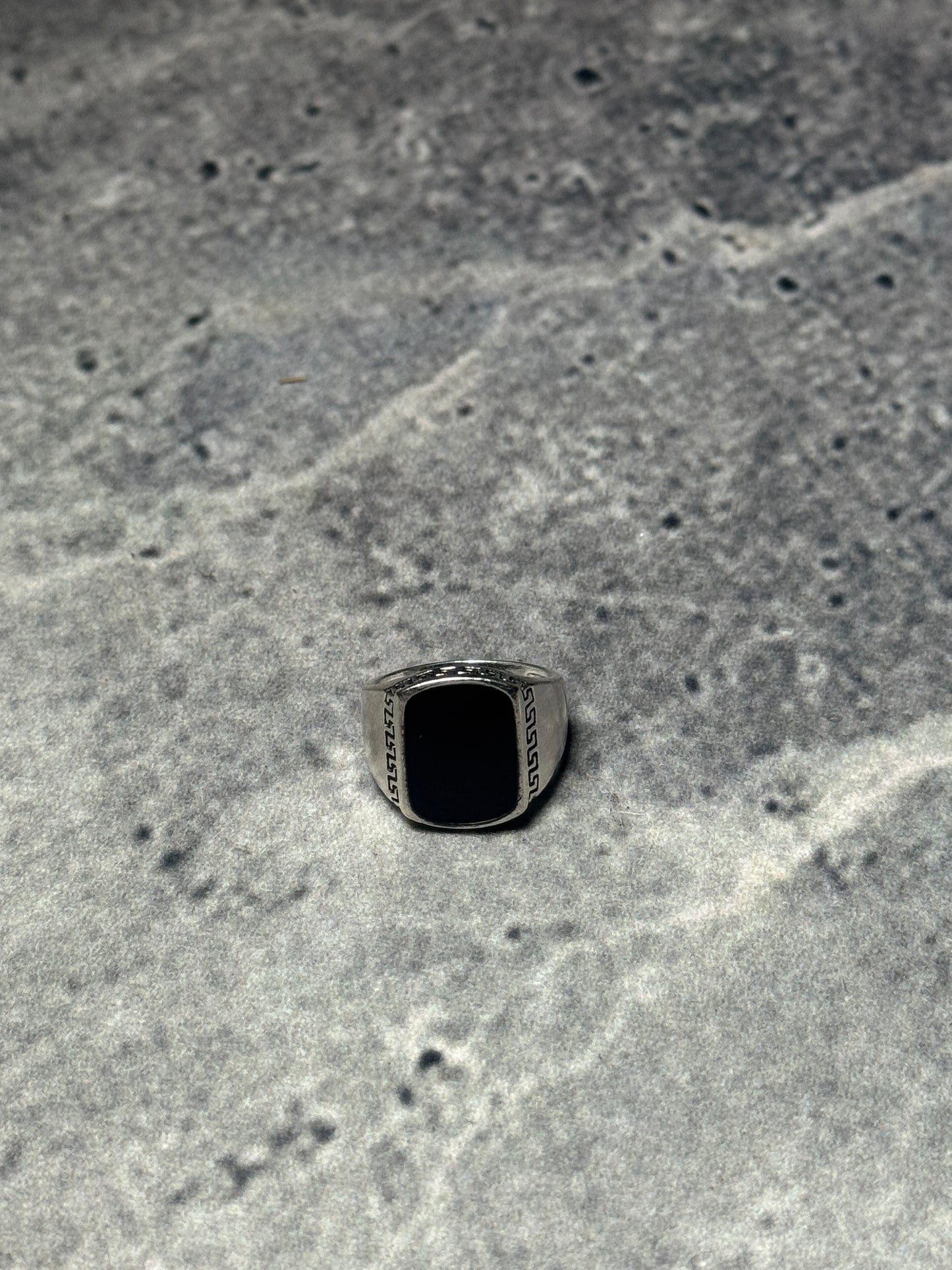 Silver Signet Ring with Midnight Inlay