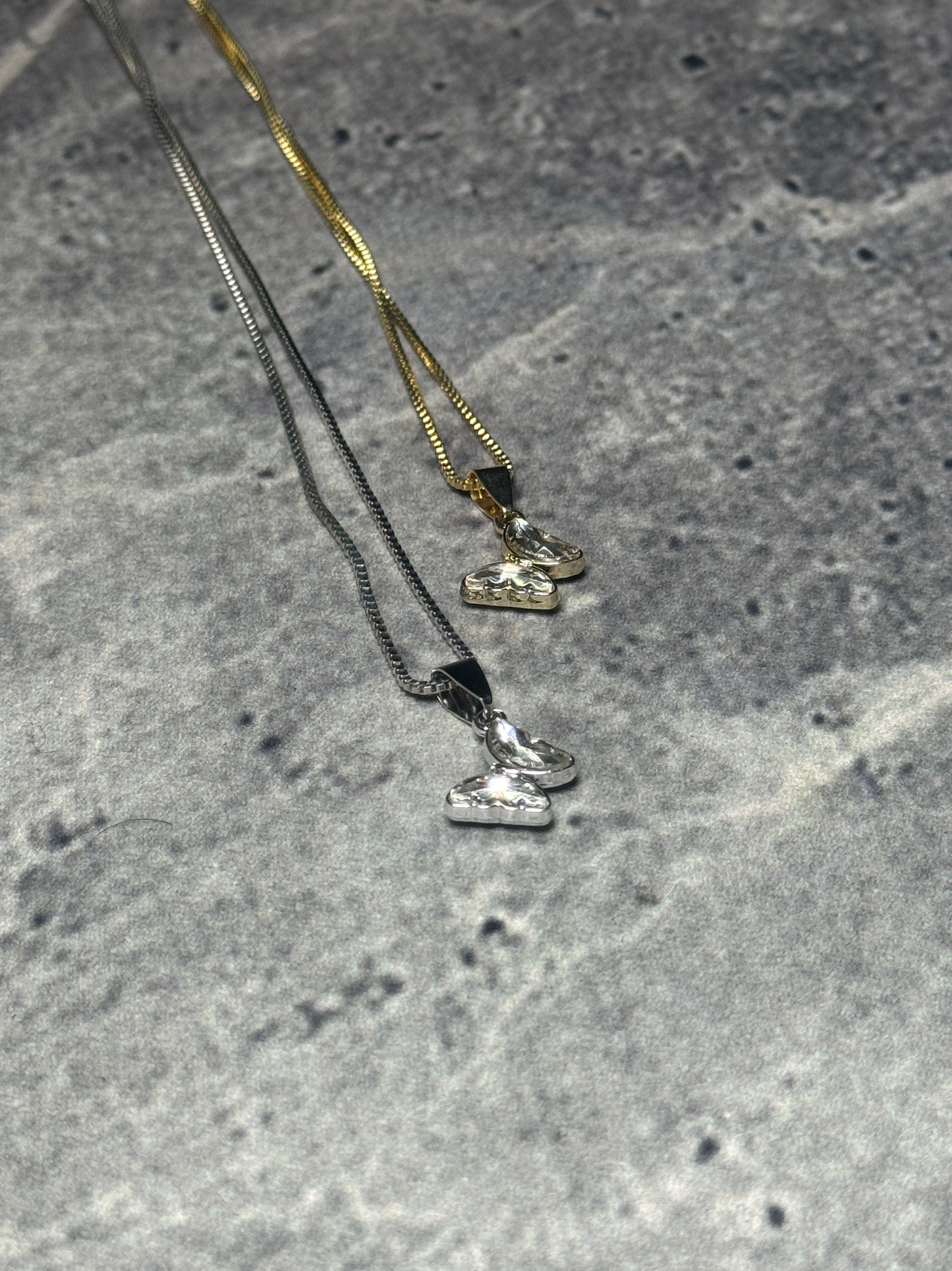 Crystal Butterfly Pendant Necklace