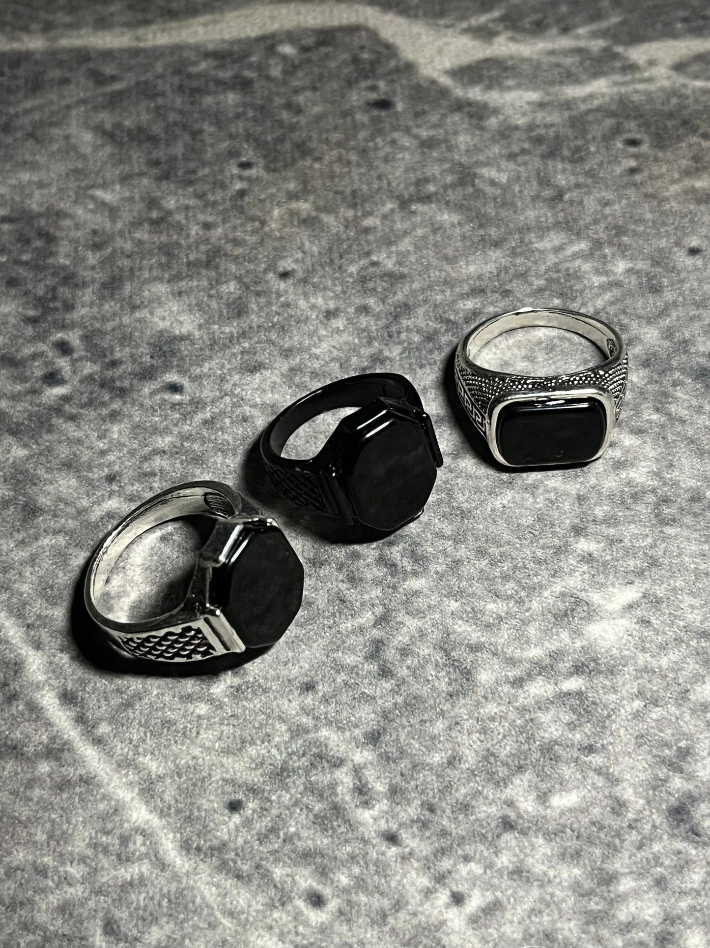 Obsidian Octagon Rings
