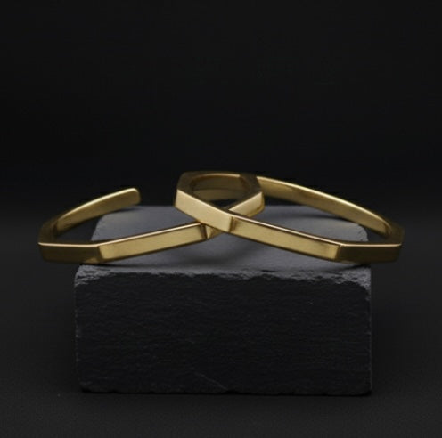 Pack Of 2 Stainless Steel Hexagon Cuff Bangle