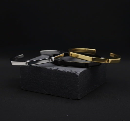Pack Of 2 Stainless Steel Hexagon Cuff Bangle