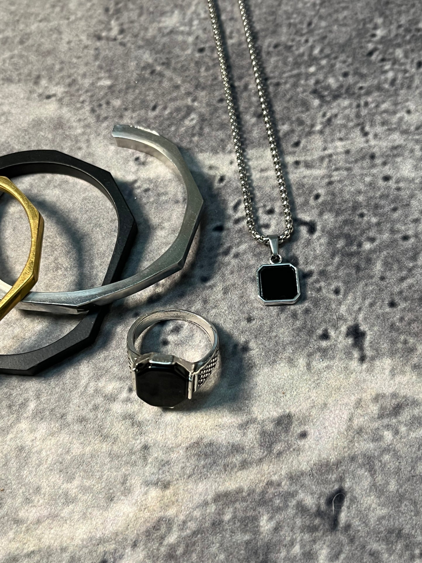 Bundle Deal | Hex Bangle + Midnight Pendant + (FREE Ring)