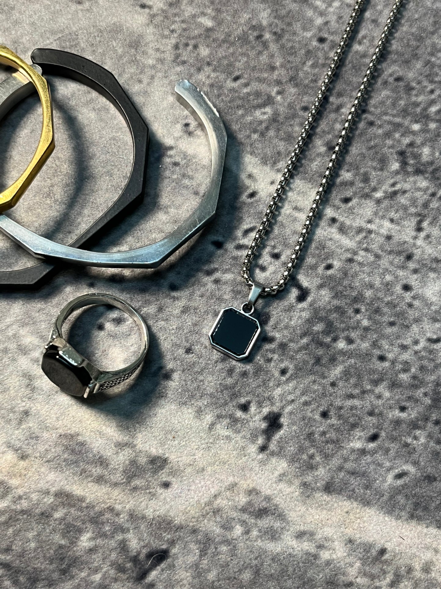 Bundle Deal | Hex Bangle + Midnight Pendant + (FREE Ring)