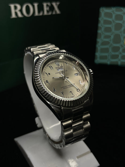 Rolex Day-Date with Cold Sand Dial, Fluted Bezel, and Arabic Numerals