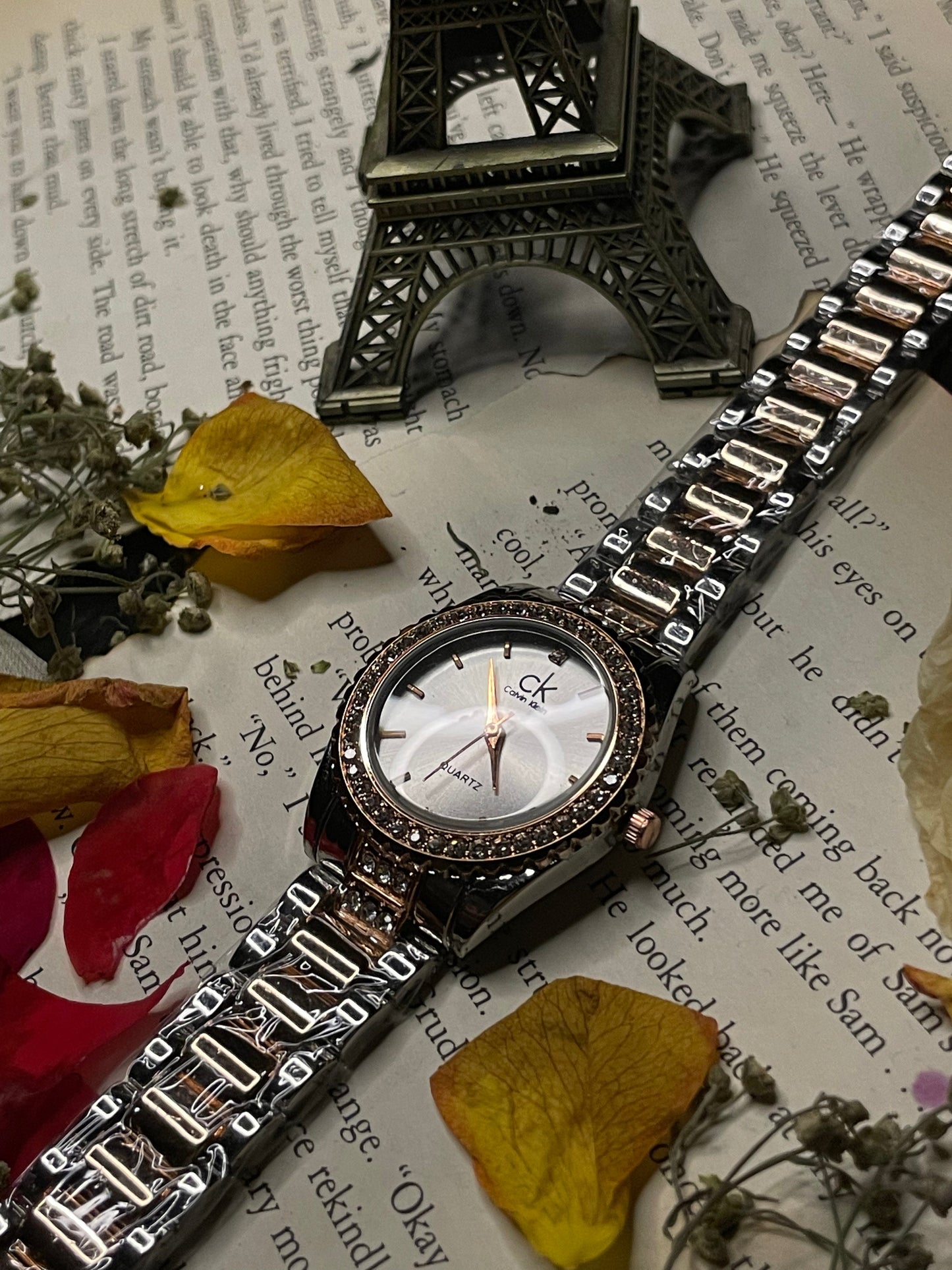 Calvin Klein Two Tone White Dial Rose Gold & Silver Strap