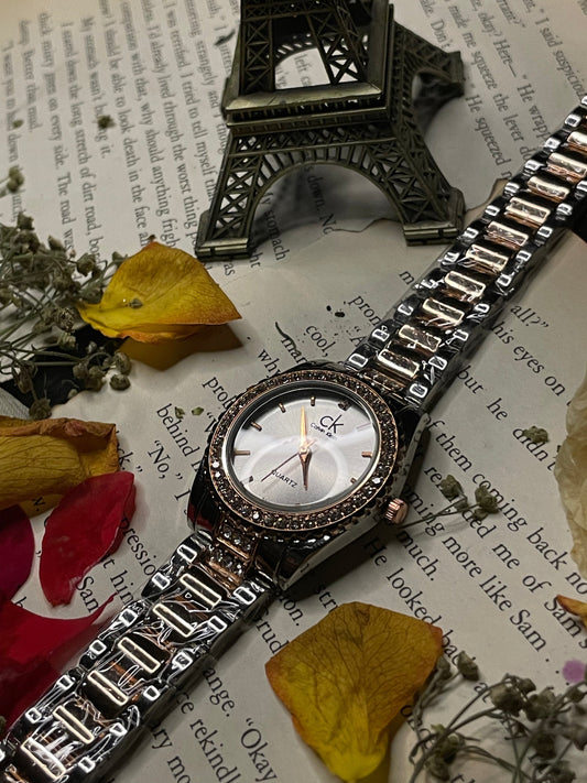 Calvin Klein Two Tone White Dial Rose Gold & Silver Strap