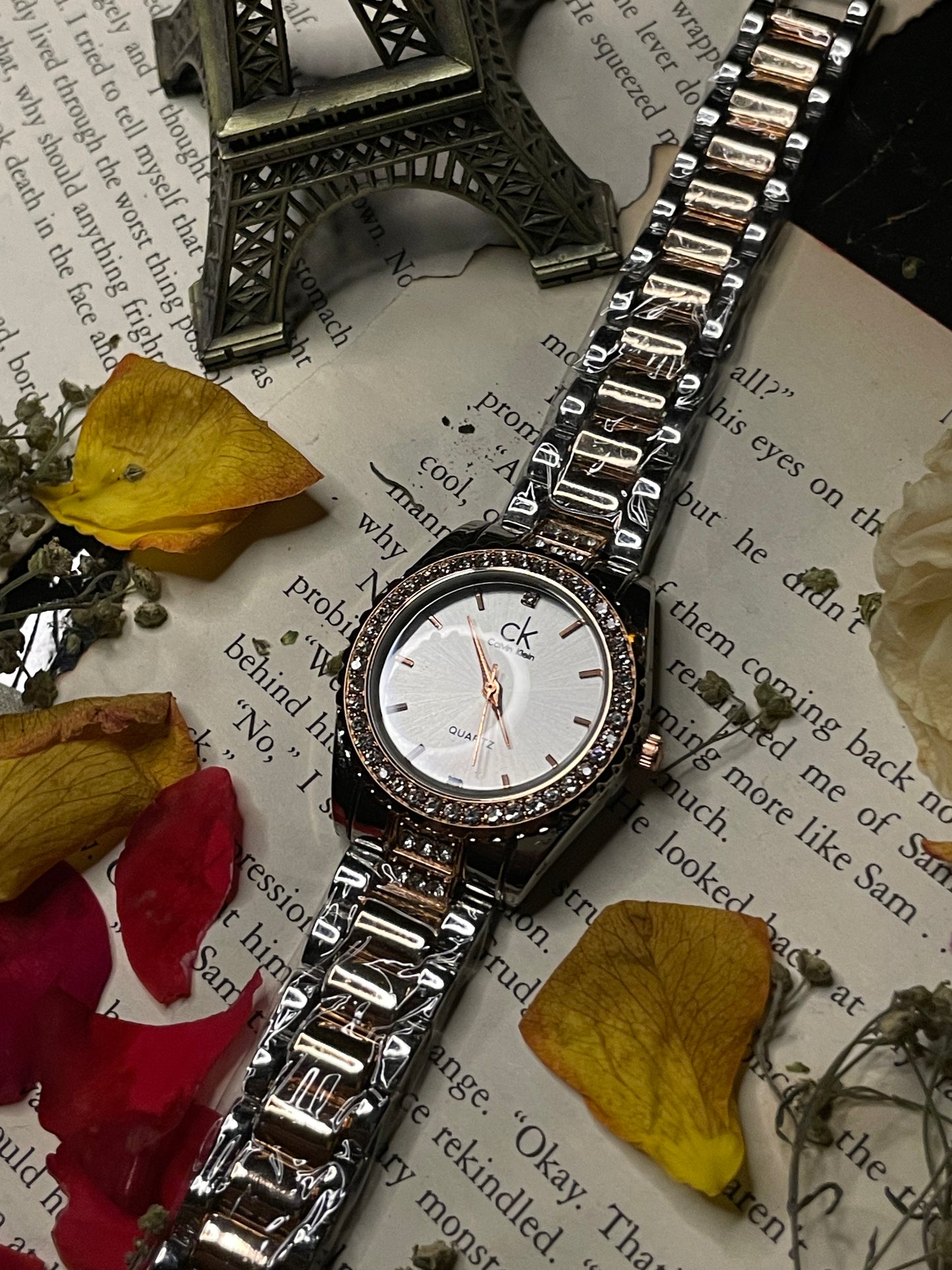 Calvin Klein Two Tone White Dial Rose Gold & Silver Strap