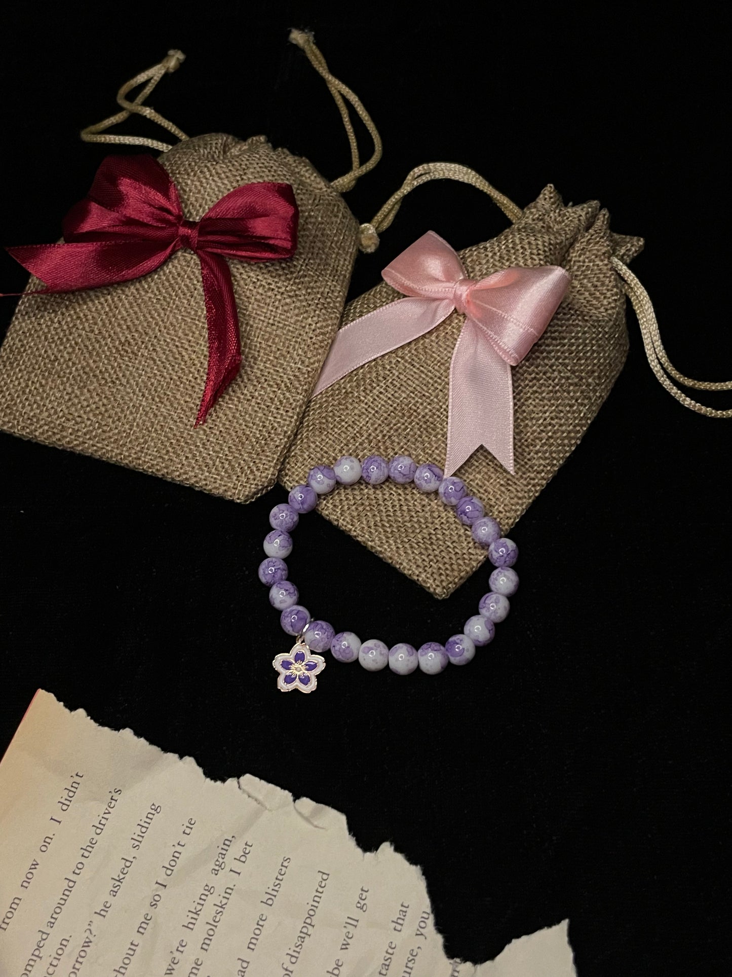 Purple Flower Charm Bracelet