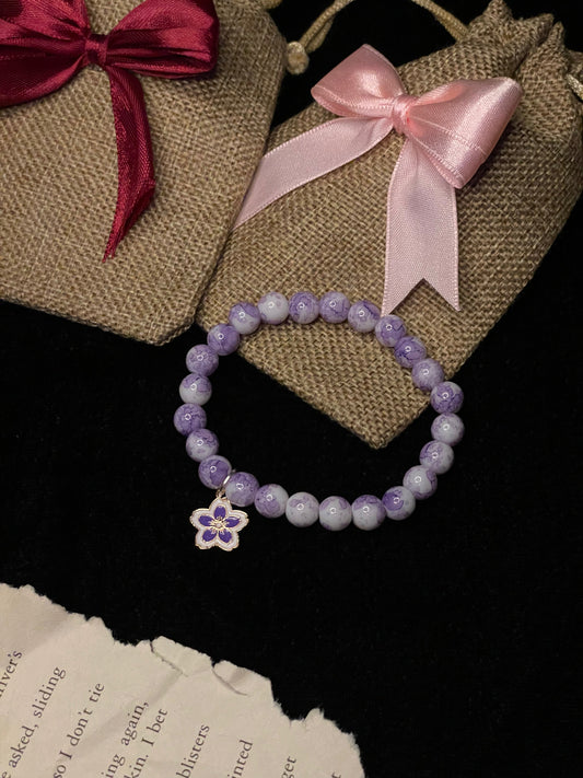 Purple Flower Charm Bracelet