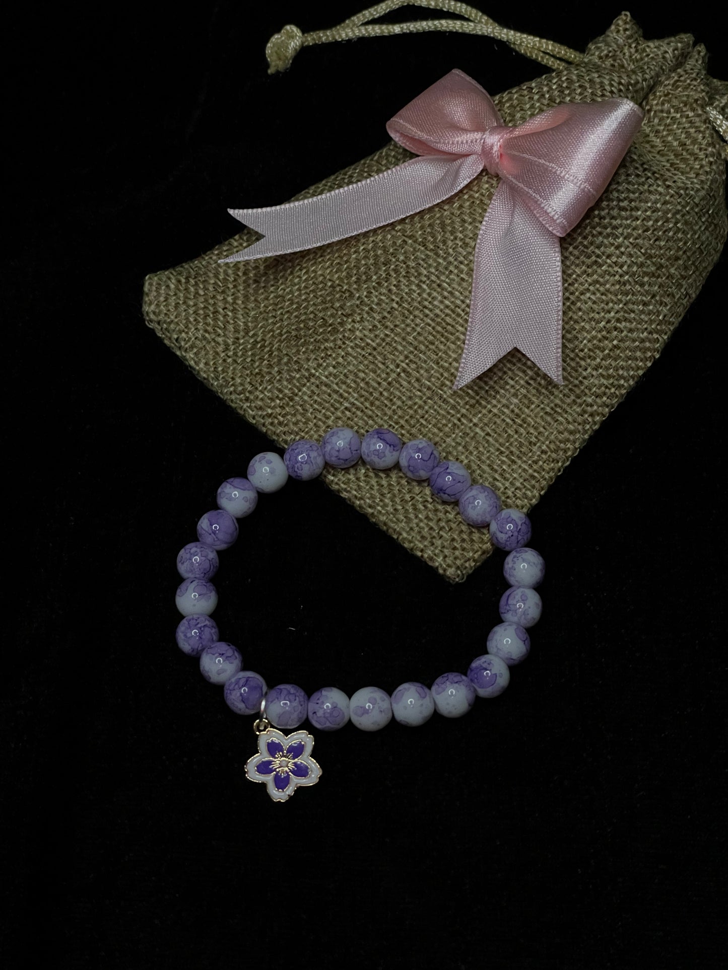 Purple Flower Charm Bracelet