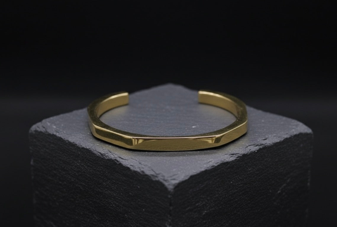 Stainless Steel Hexagon Cuff Bangle