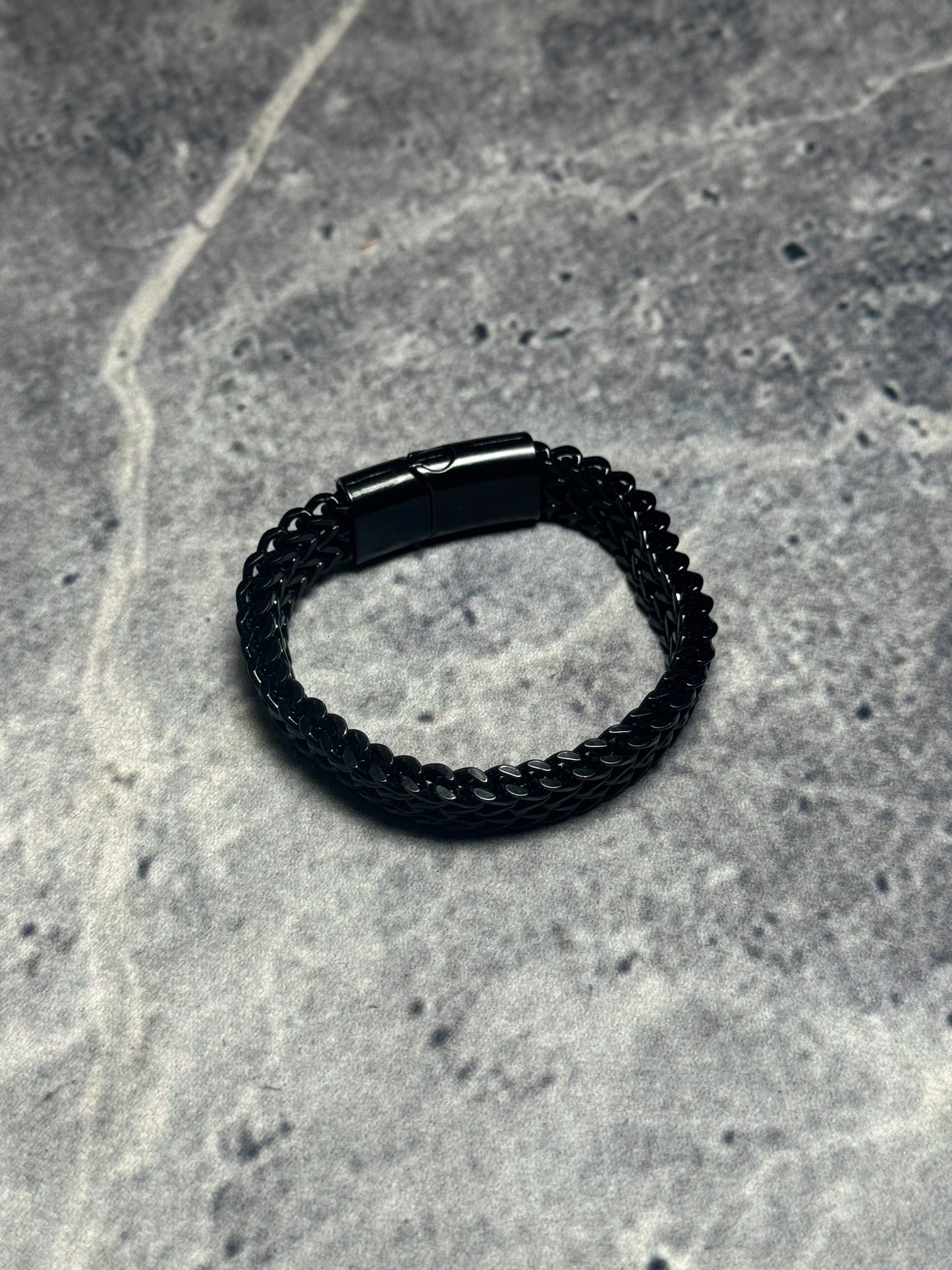 Onyx Stealth Double-Row Wheat Chain Bracelet