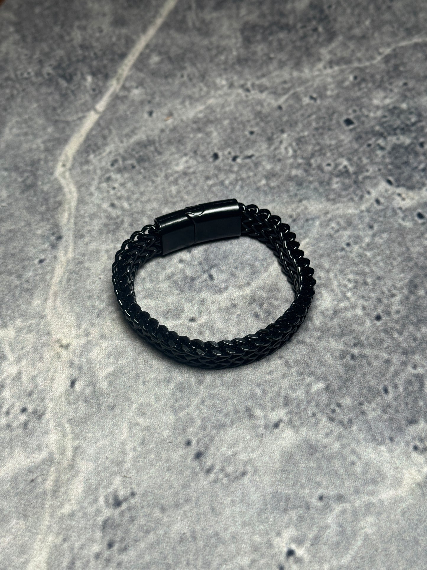 Onyx Stealth Double-Row Wheat Chain Bracelet