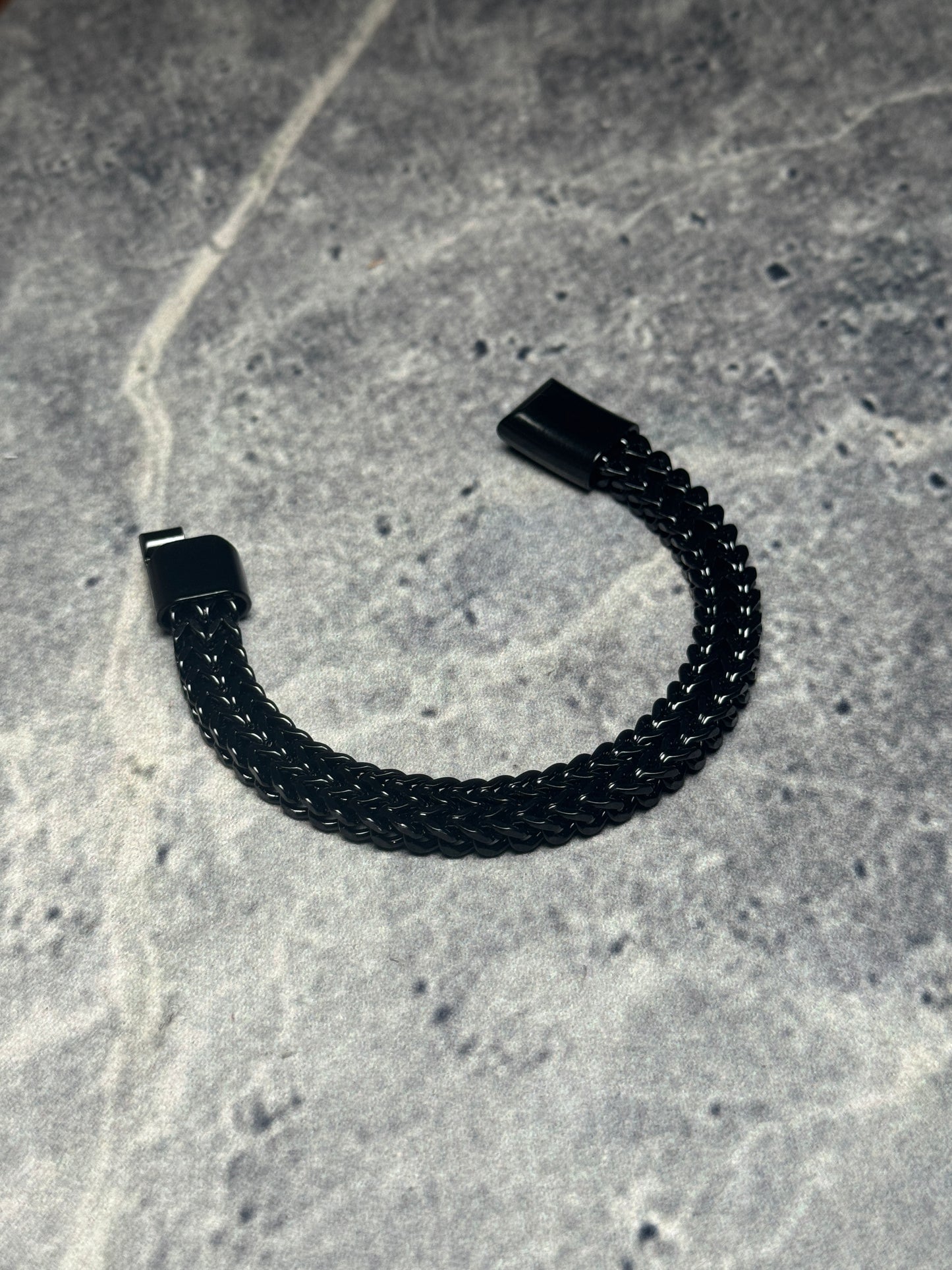 Onyx Stealth Double-Row Wheat Chain Bracelet