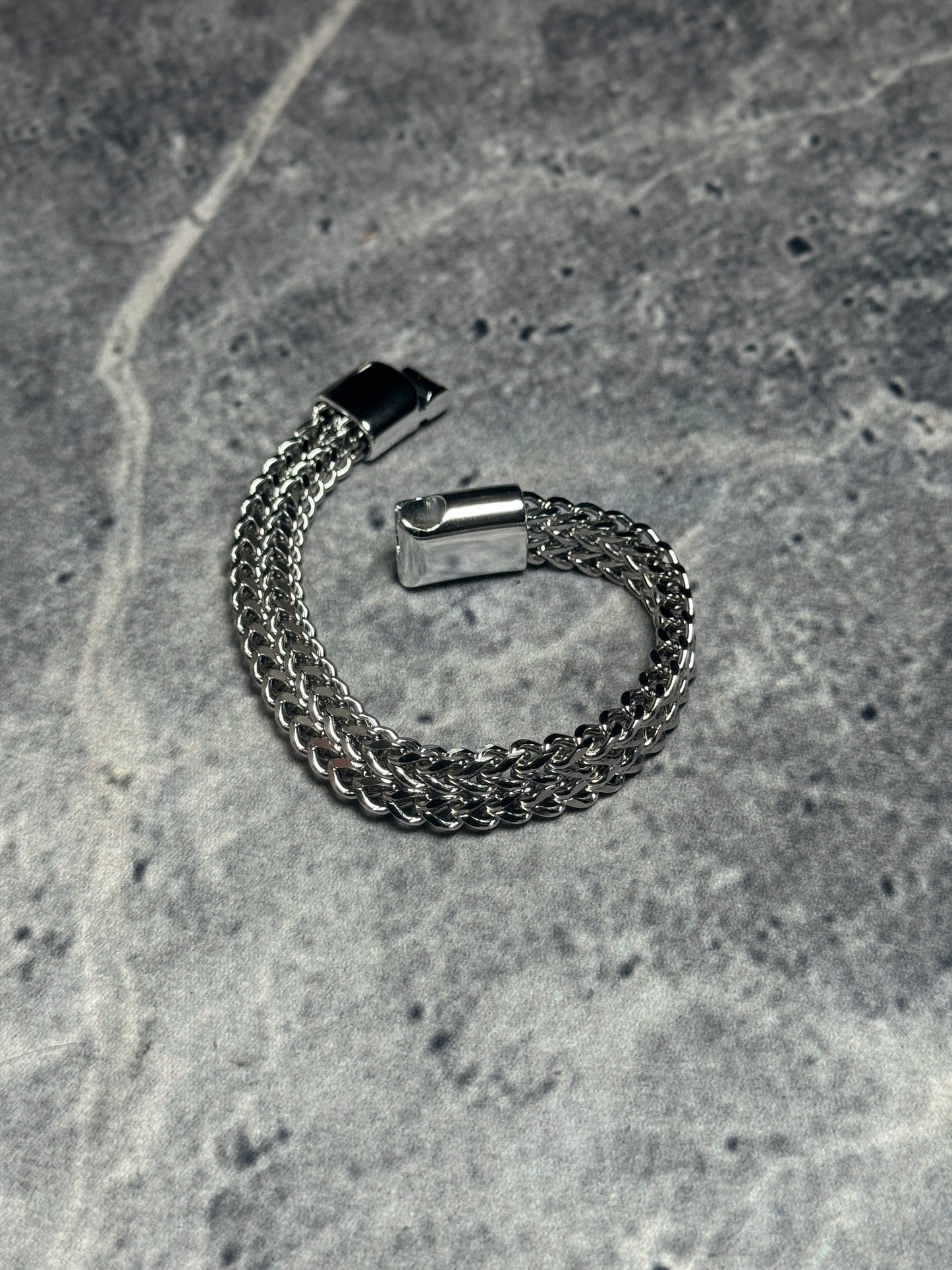 Onyx Stealth Double-Row Wheat Chain Bracelet