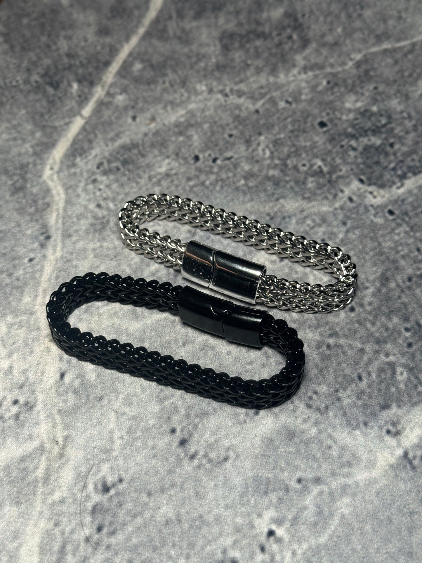 Onyx Stealth Double-Row Wheat Chain Bracelet