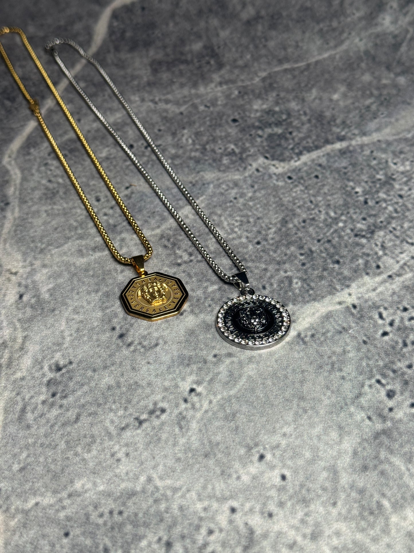 Medusa Mythos & Imperial Lion Silver & Golden Pendant Necklaces