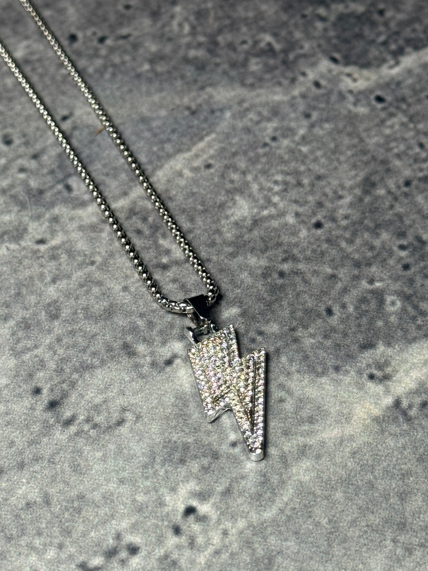 Iced-Out Lightning Bolt Pendant
