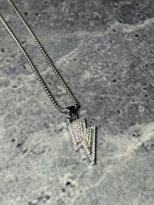 Iced-Out Lightning Bolt Pendant