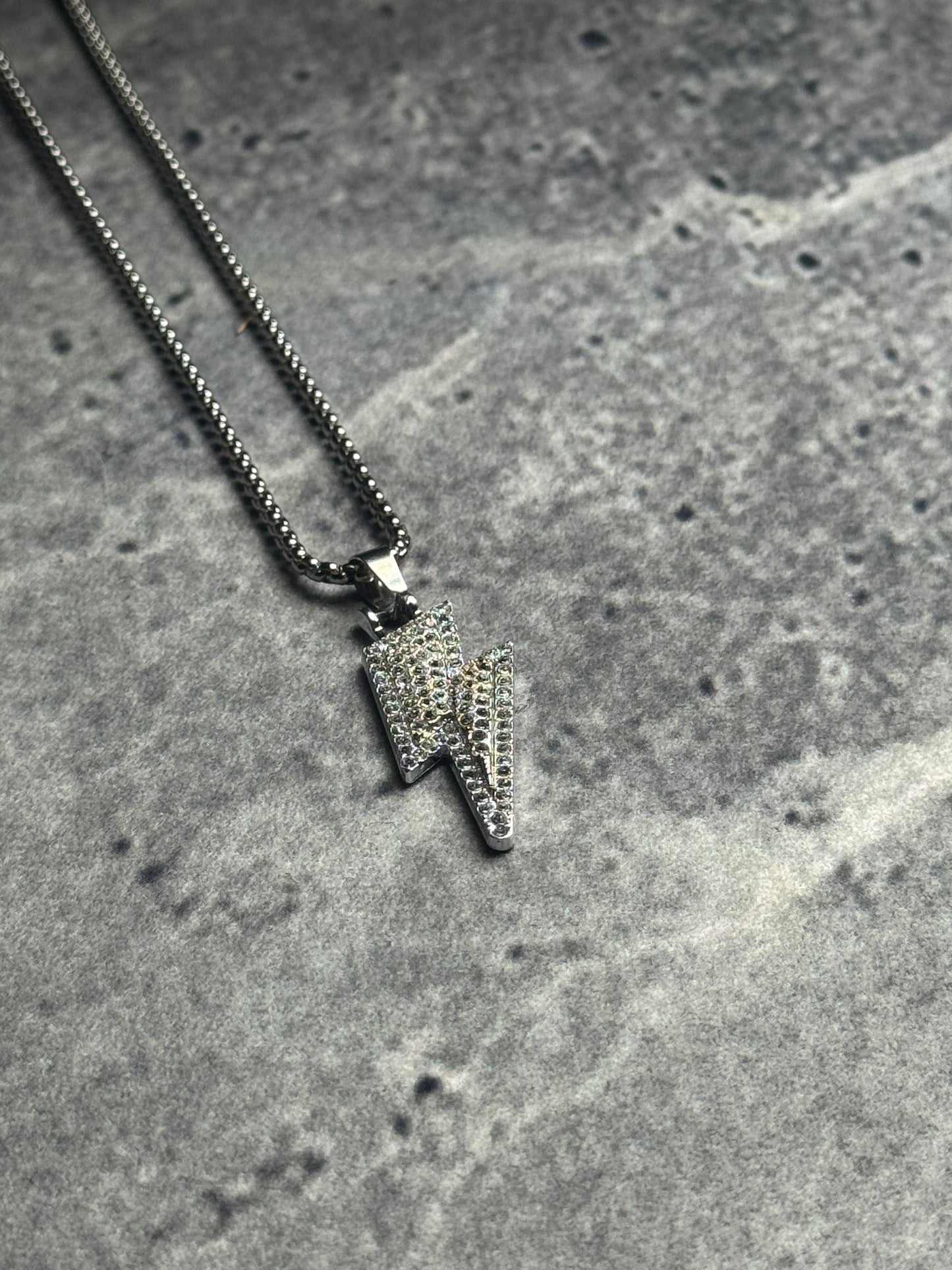 Iced-Out Lightning Bolt Pendant