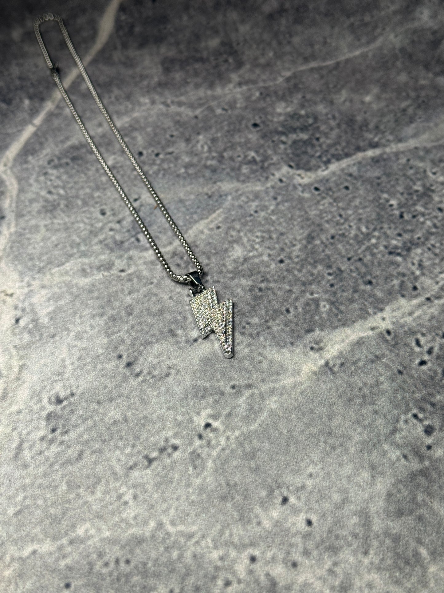 Iced-Out Lightning Bolt Pendant