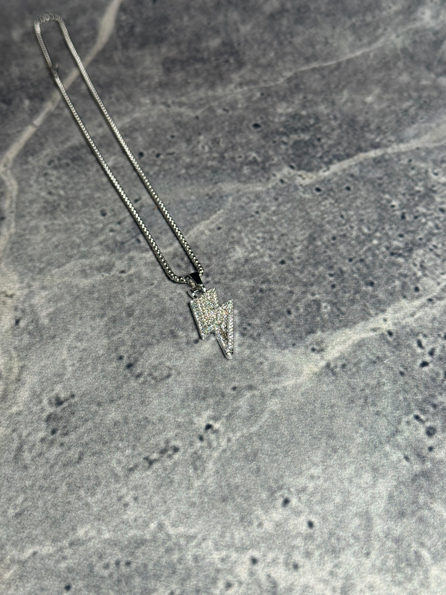 Iced-Out Lightning Bolt Pendant