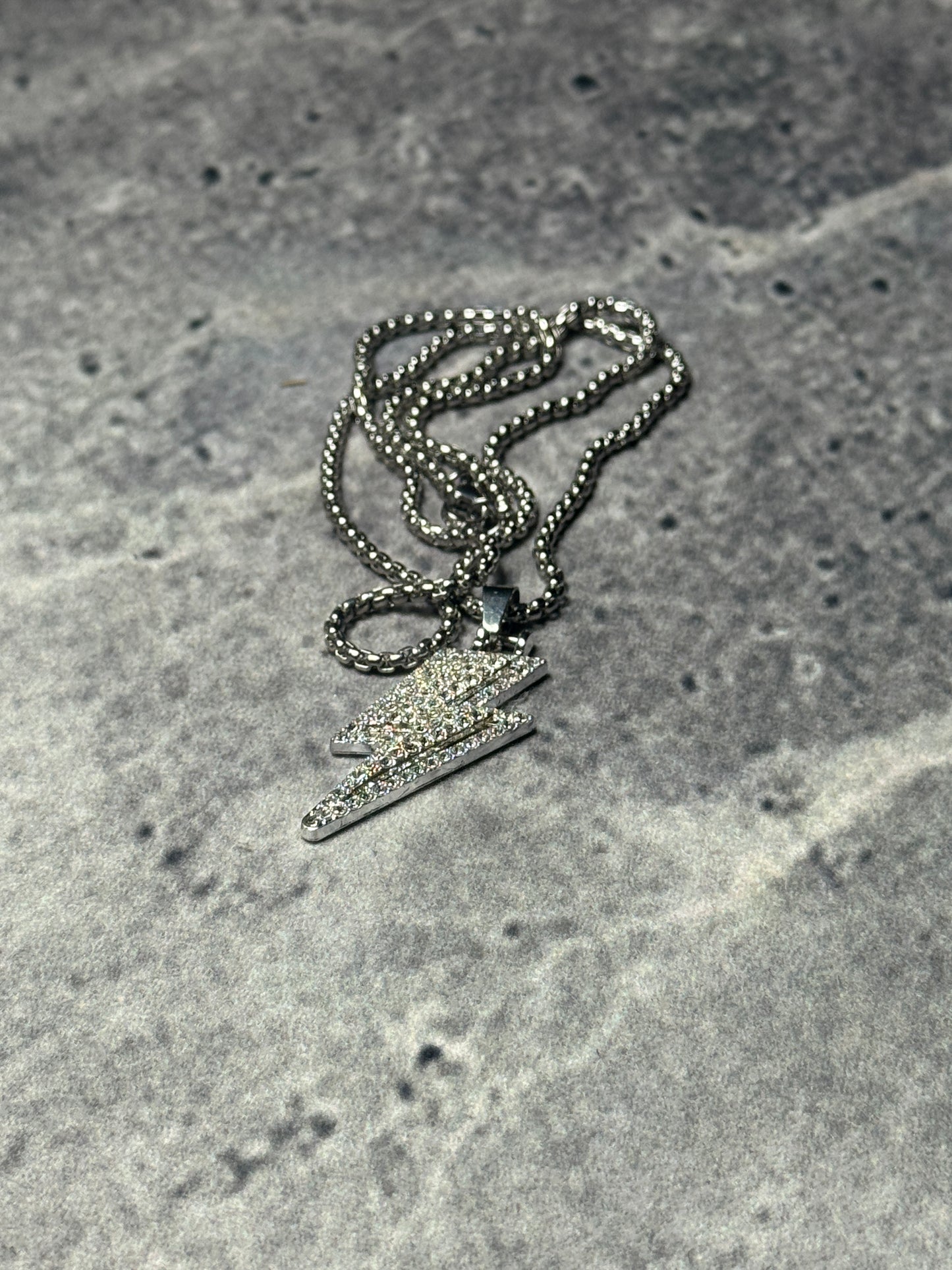Iced-Out Lightning Bolt Pendant