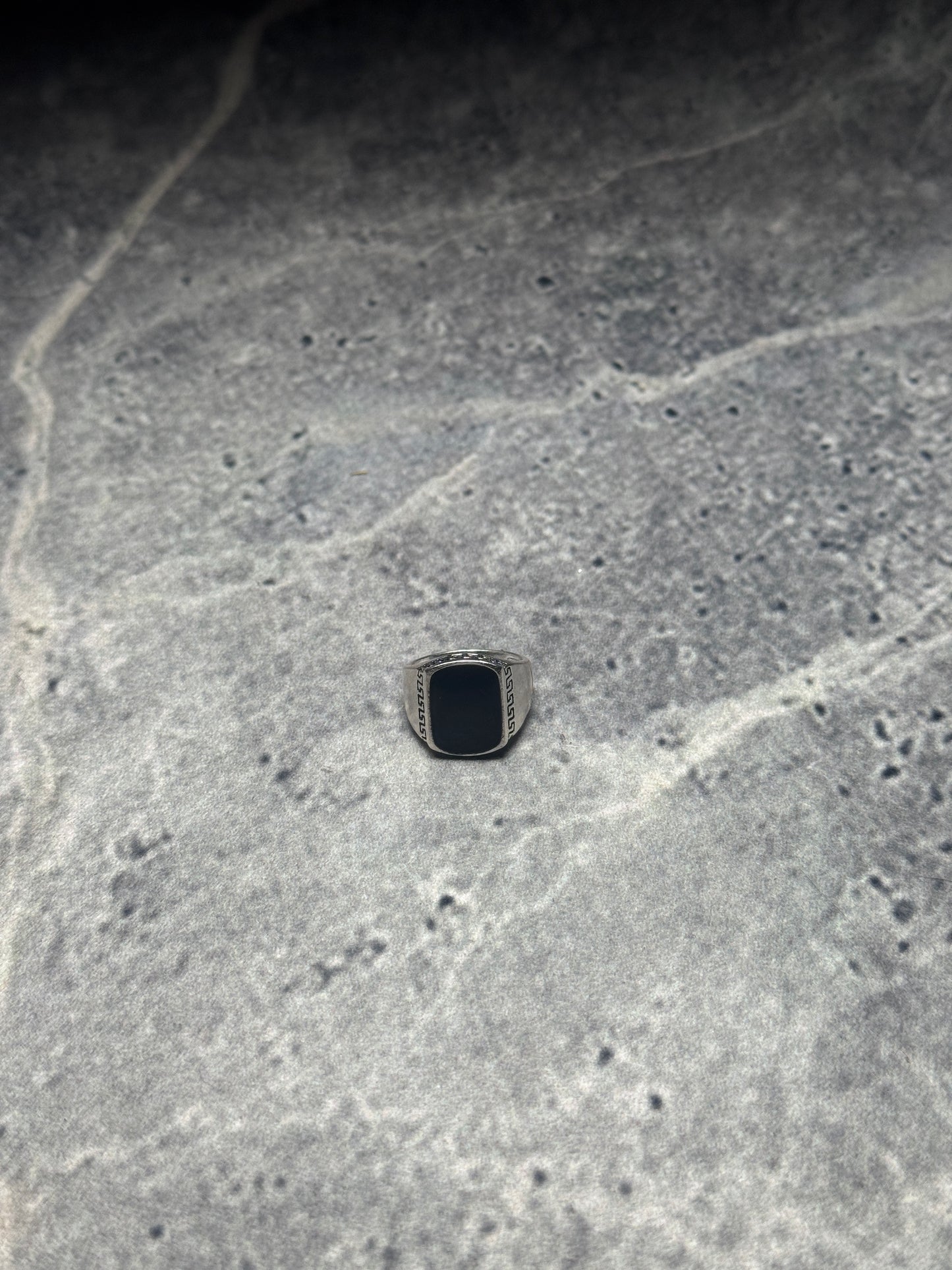 Silver Signet Ring with Midnight Inlay