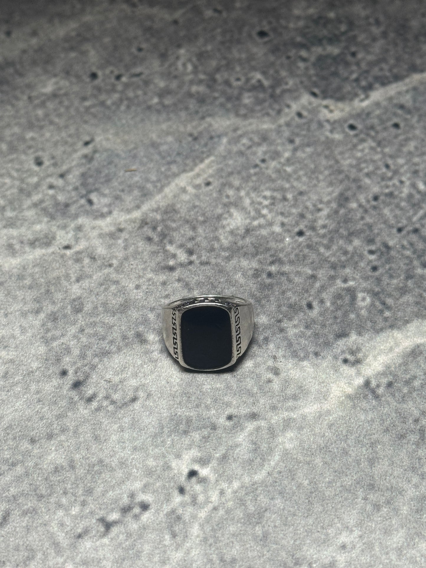 Silver Signet Ring with Midnight Inlay