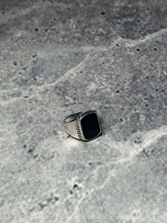 Silver Signet Ring with Midnight Inlay