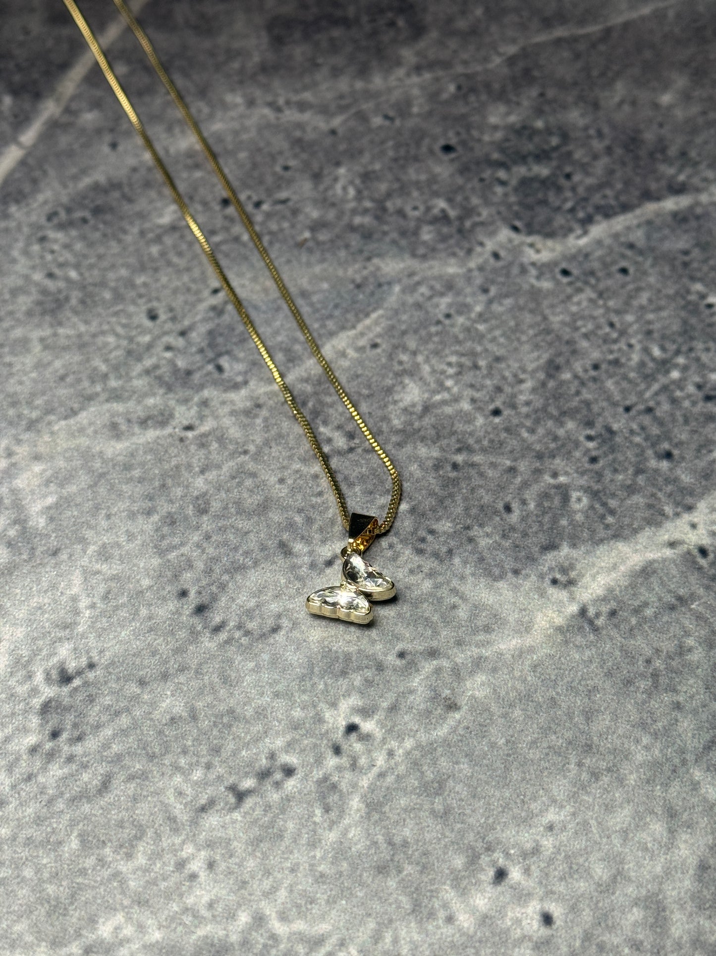 Crystal Butterfly Pendant Necklace