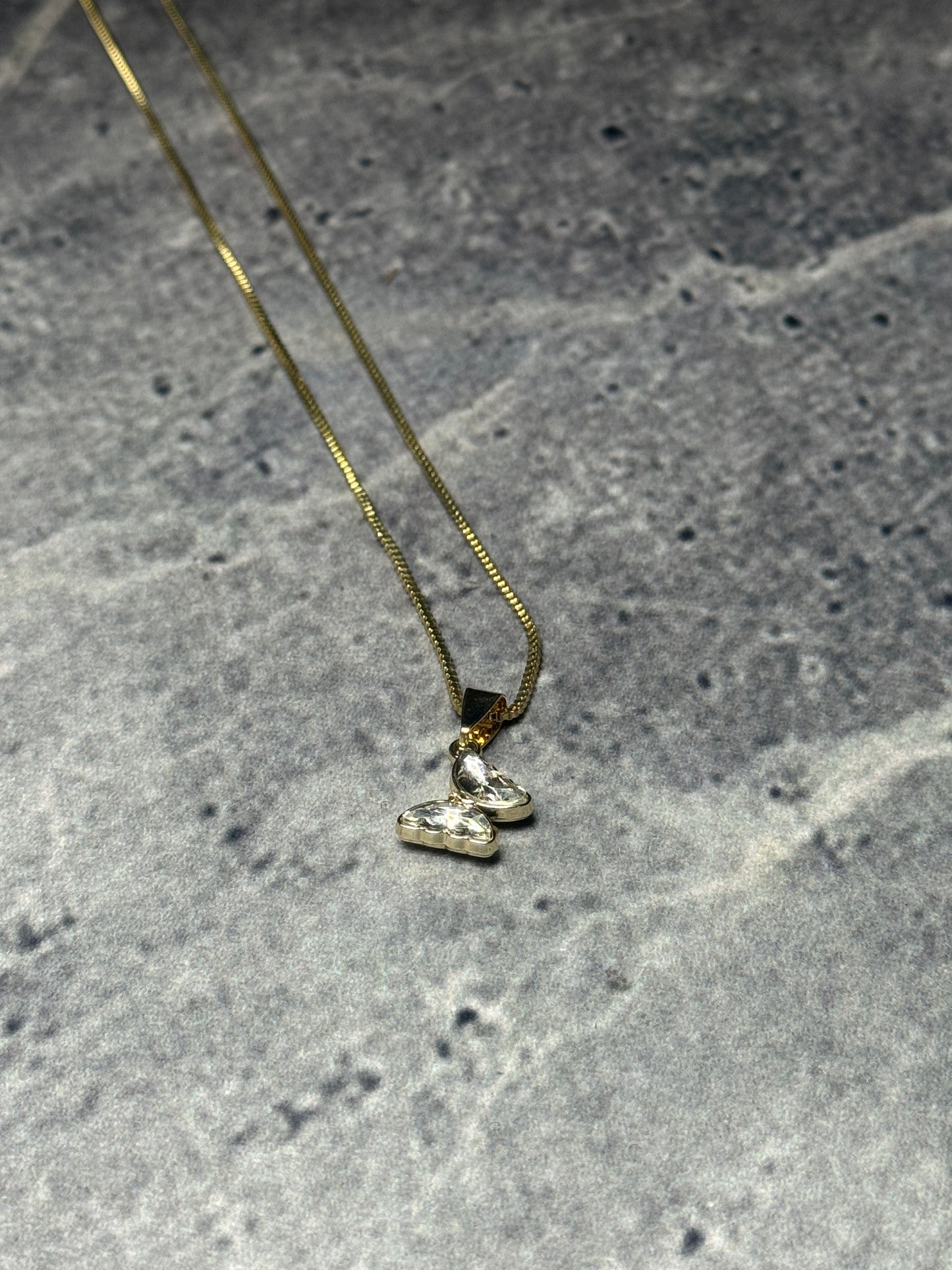 Crystal Butterfly Pendant Necklace