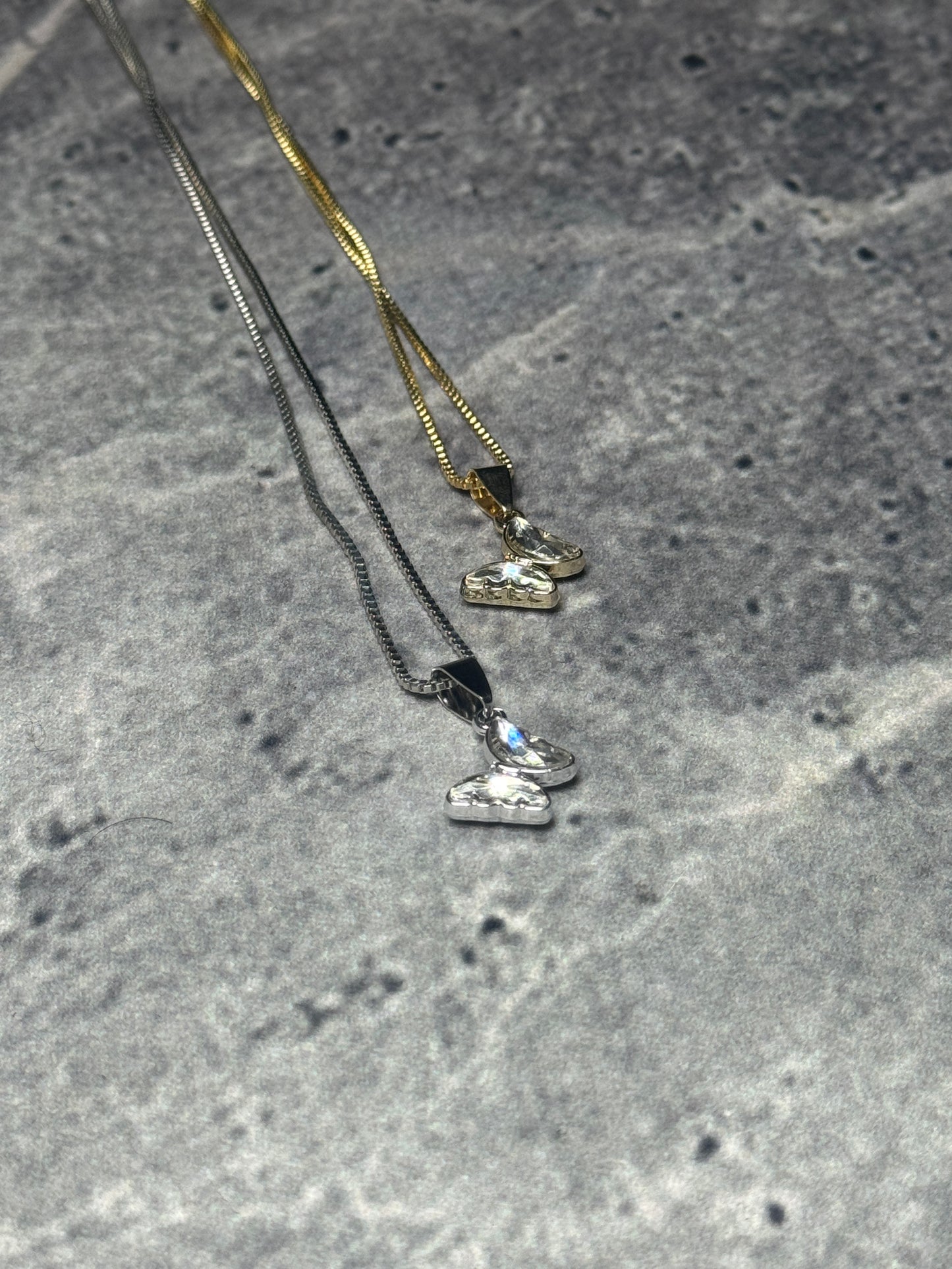 Crystal Butterfly Pendant Necklace