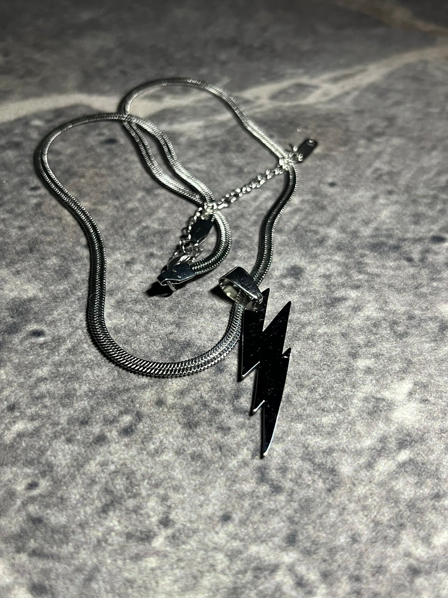 Bolt Strike Pendant – Silver Lightning Snake Chain