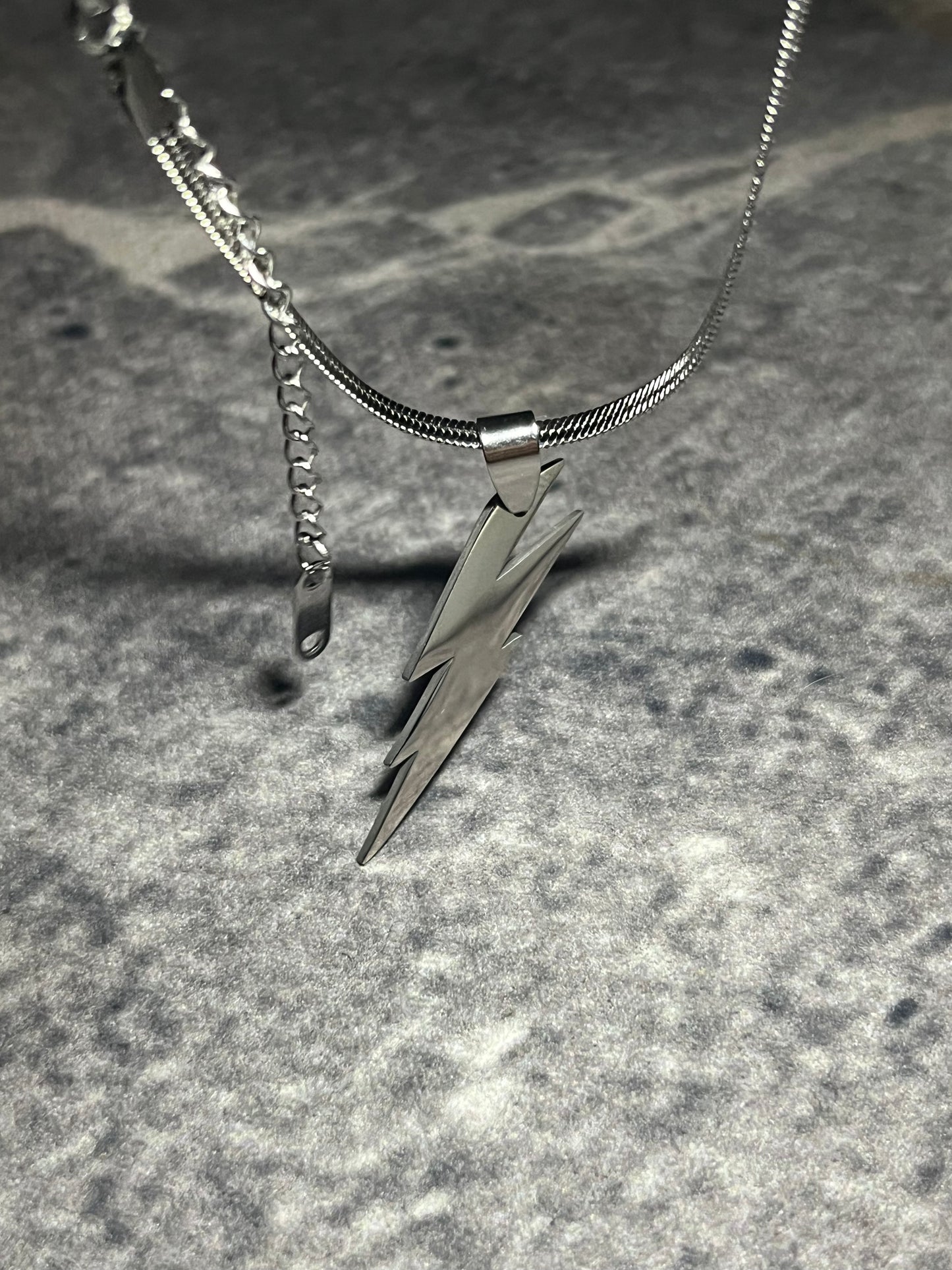 Bolt Strike Pendant – Silver Lightning Snake Chain