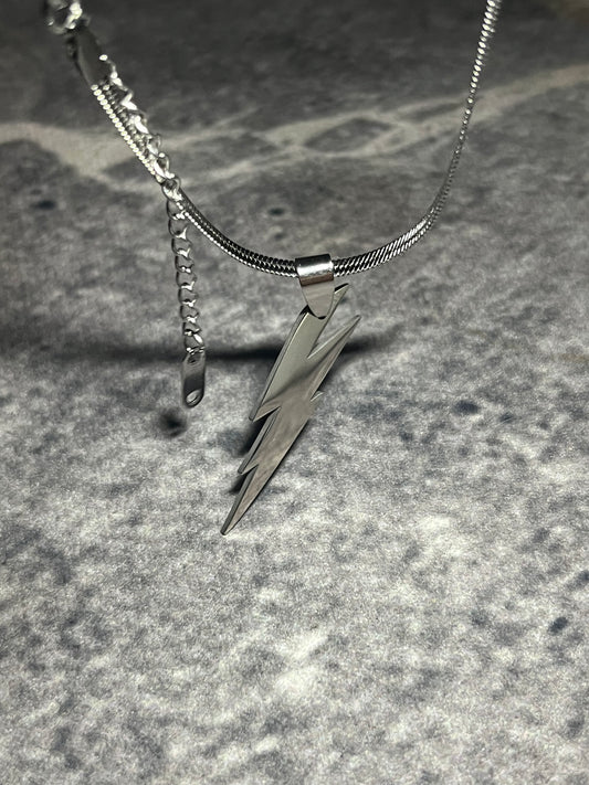 Bolt Strike Pendant – Silver Lightning Snake Chain