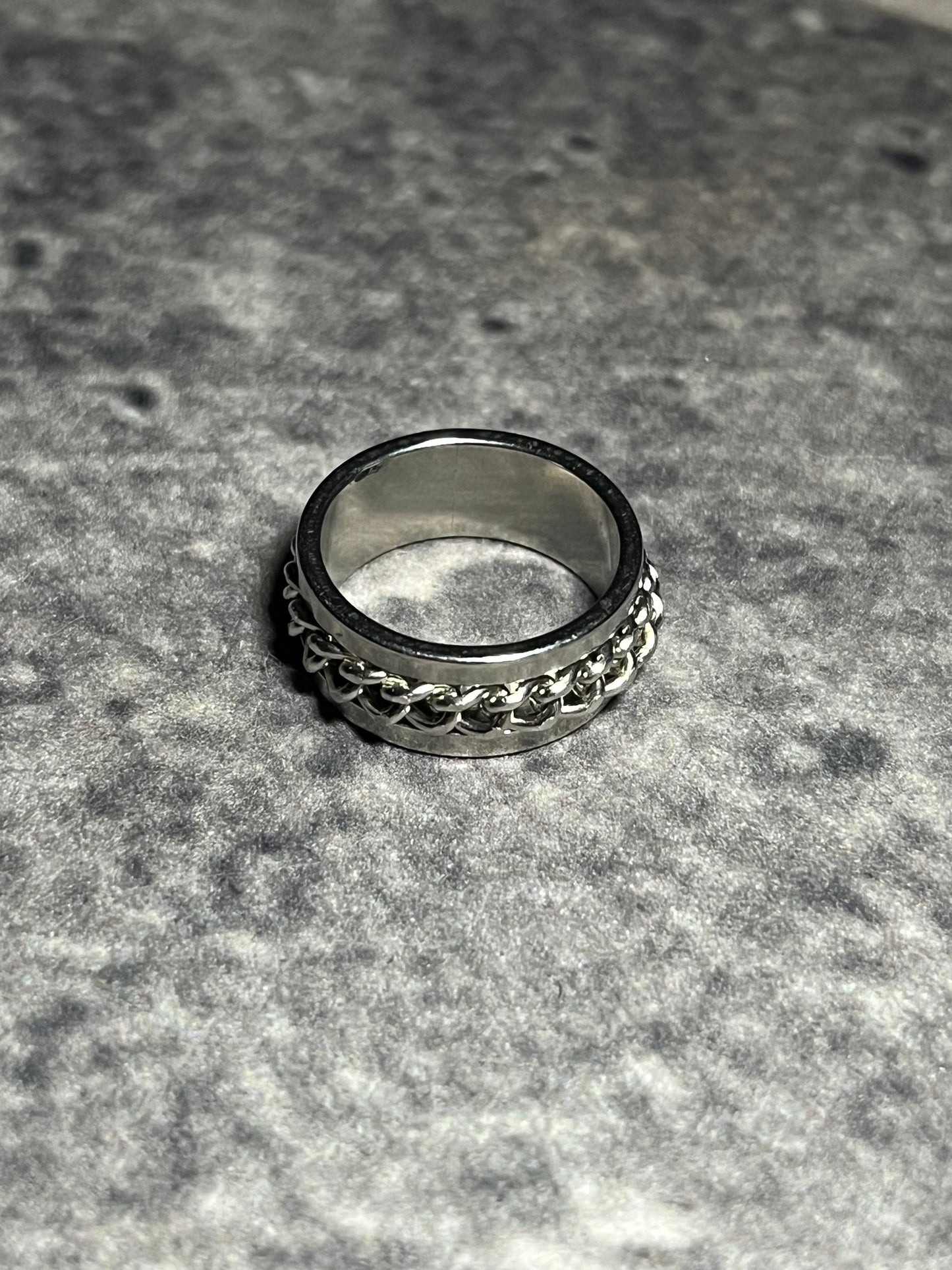 Silver Rotating Cuban Chain Ring
