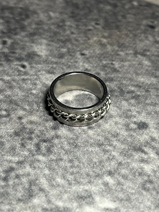 Silver Rotating Cuban Chain Ring