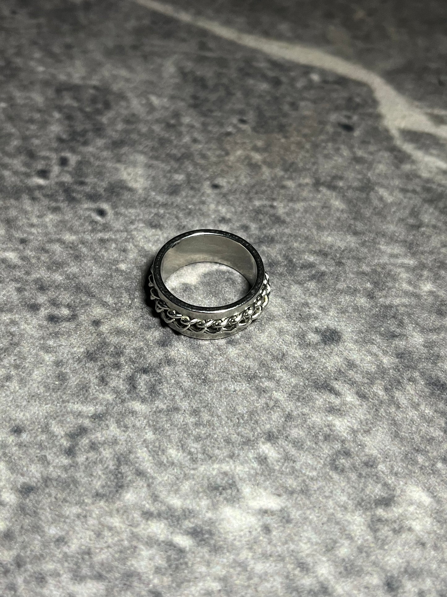 Silver Rotating Cuban Chain Ring