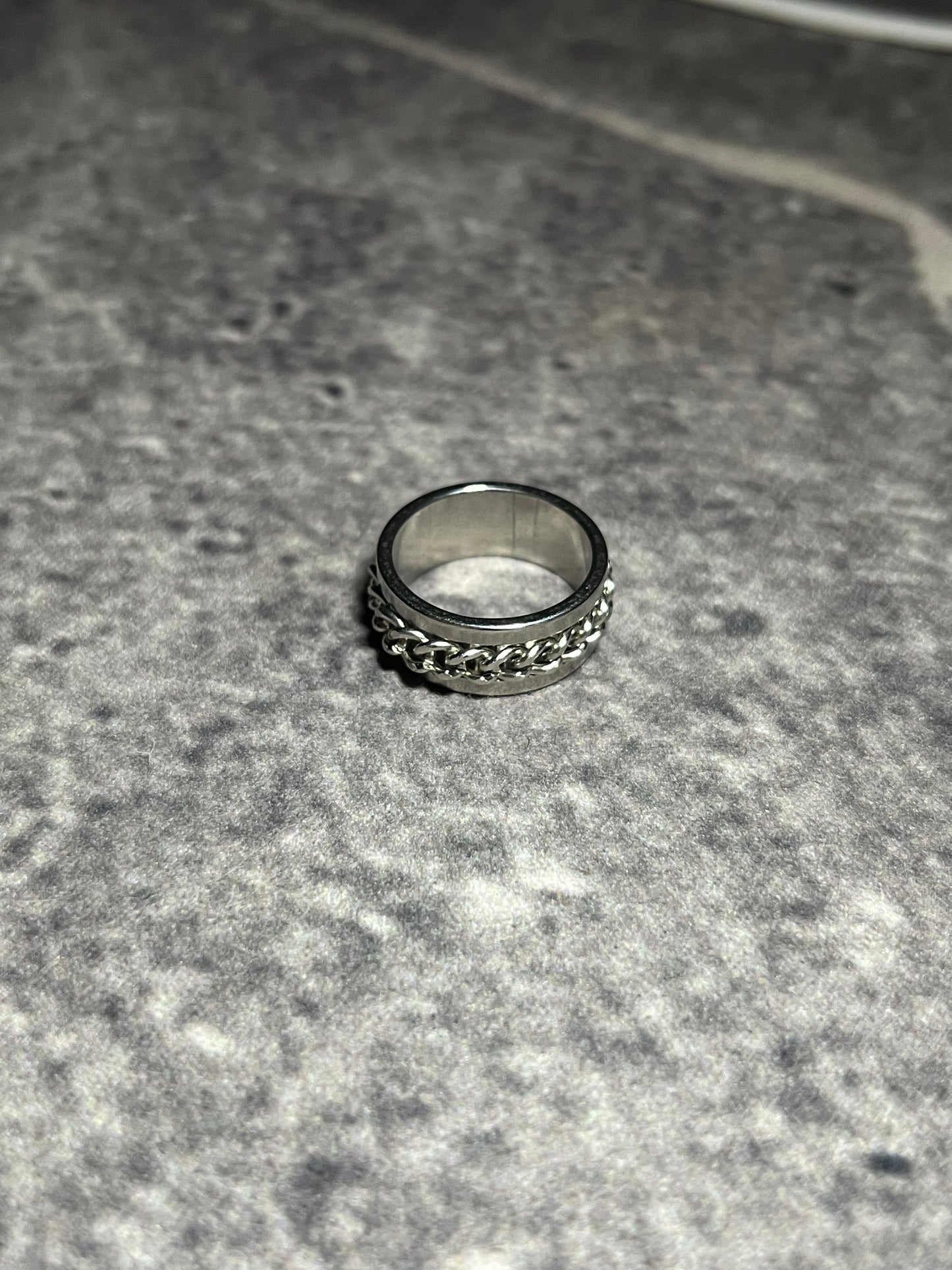 Silver Rotating Cuban Chain Ring