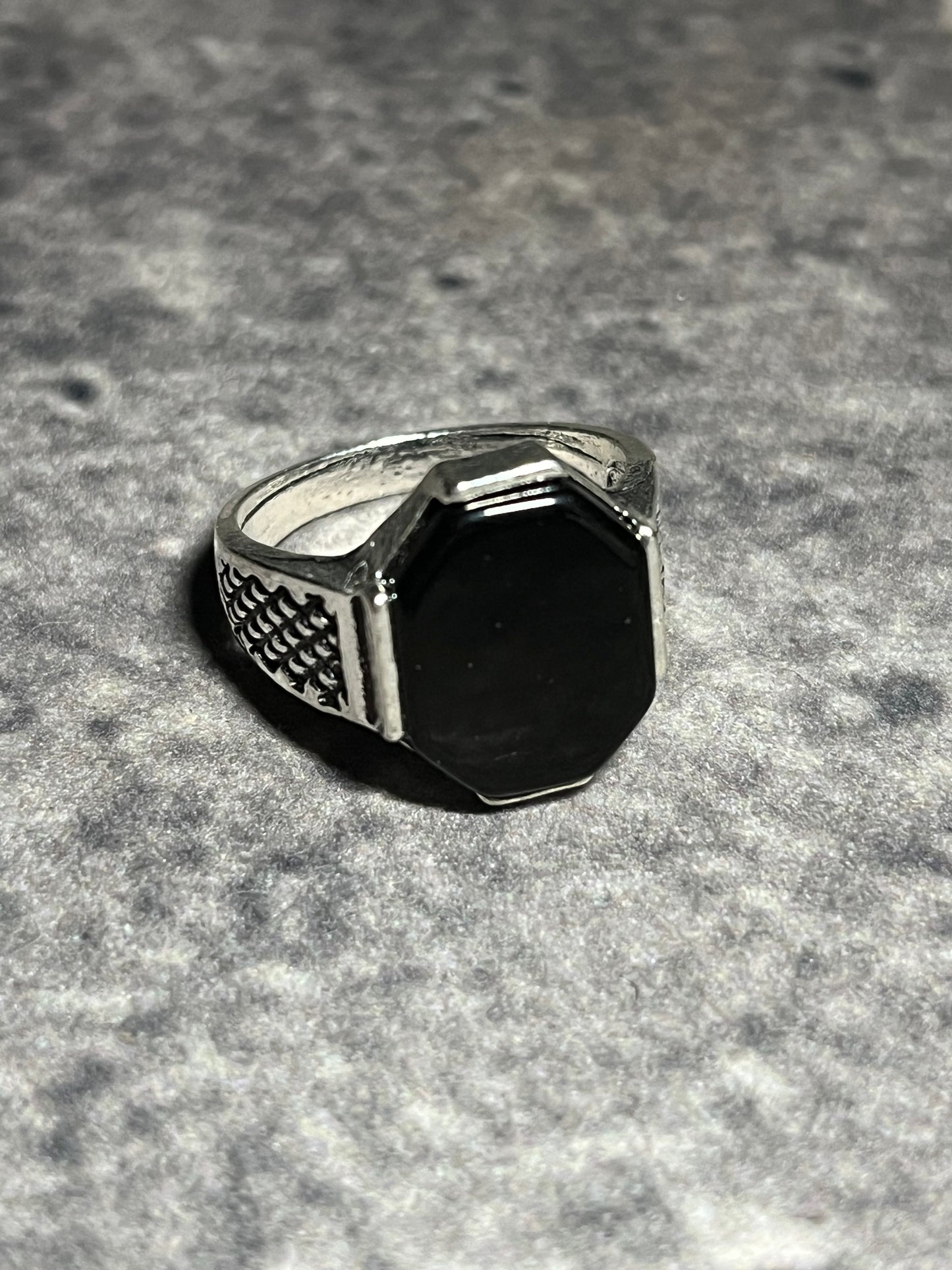Obsidian Octagon Rings