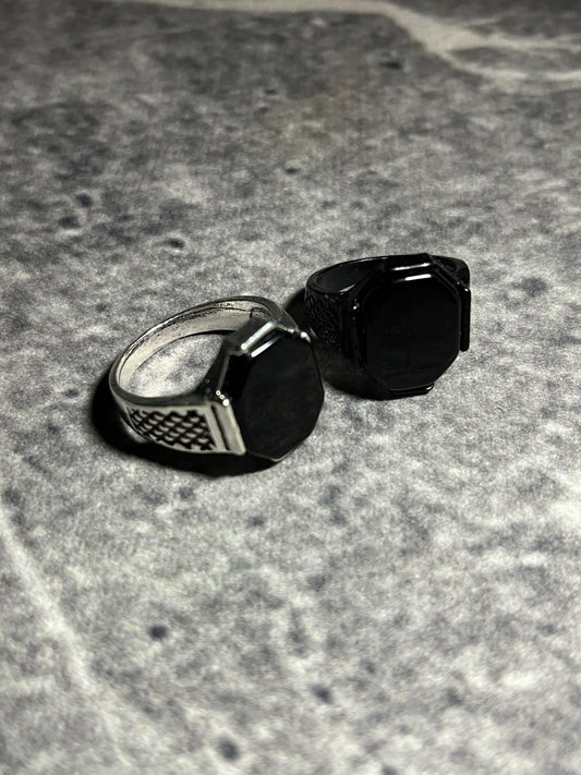 Obsidian Octagon Rings