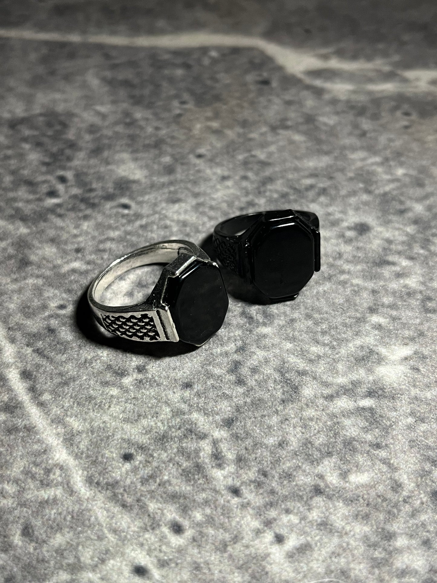 Obsidian Octagon Rings
