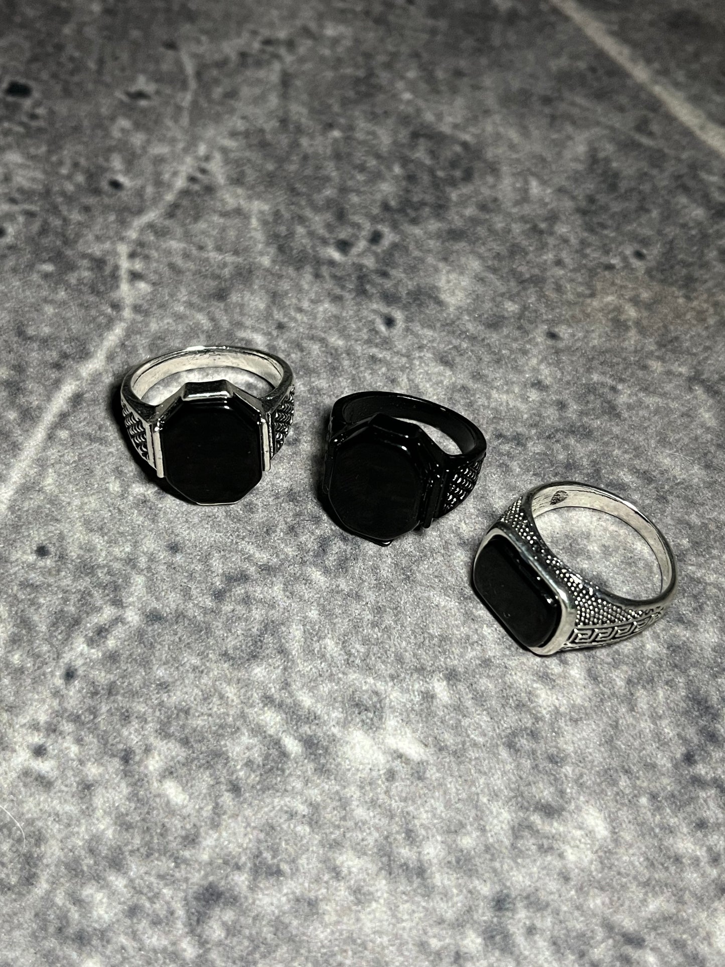 Obsidian Octagon Rings